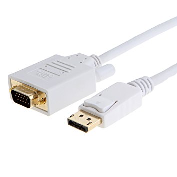 DP to VGA, CableCreation 6 Feet Gold Plated DisplayPort to VGA Cable, Standard DP Male to VGA Male Cable ,1.8 Meters/ White