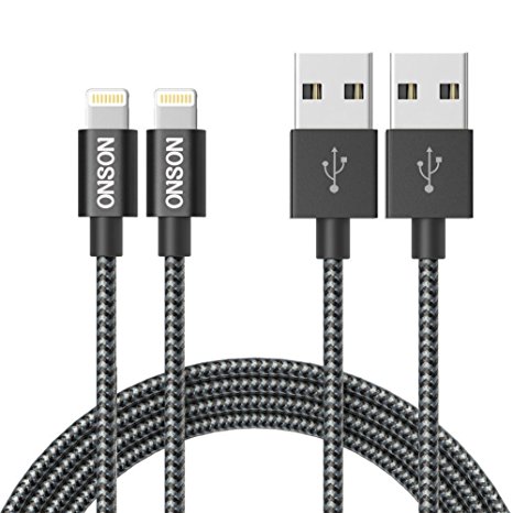 ONSON Lightning Cable,2 Pack 10FT Extra Long Nylon Braided USB Cord Charging Cable for iPhone（Black White)