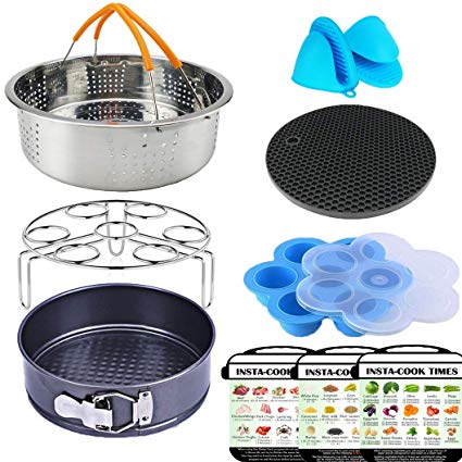 DIY House Compatible with Instant Pot Accessories for 5 6 8 Quart with Steamer Basket,Egg Bites Mold,Egg Rack,Magnetic Cheat Sheets,Springform Pan,Oven Mitts