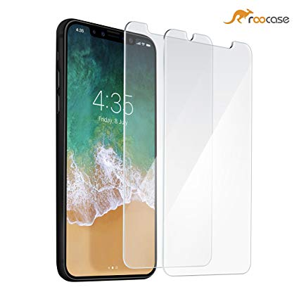 rooCASE Screen Protector for iPhone Xs/iPhone X, 2-Pack Tempered Glass Screen Protector for Apple iPhone Xs/iPhone X - 9H Hardness, Premium Clarity, Touch Accuracy [Case Friendly]