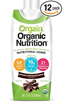 Orgain Organic Nutrition Shake, Creamy Chocolate Fudge, Gluten Free, Non-GMO, Kosher, 11 Ounce, 12 Count (Packaging May Vary)