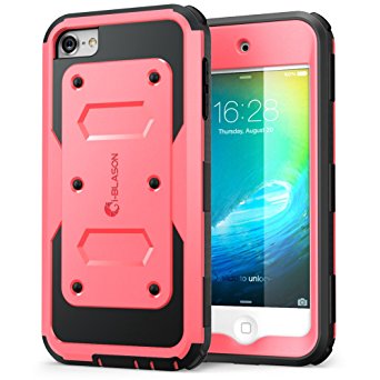 iPod Touch 6th Generation Case, [Heave Duty] i-Blason Apple iTouch 6 Case Armorbox [Dual Layer] Hybrid Fullbody Case w Front Cover and Builtin Screen Protector / Impact Resistant Bumper (Pink)