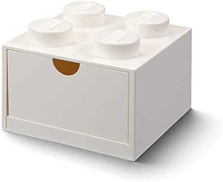 Room Copenhagen, Lego Desk Drawer - Stackable Tabletop Storage - 6.2” x 6.2” x 4.5” - Brick 4, White (40201735)