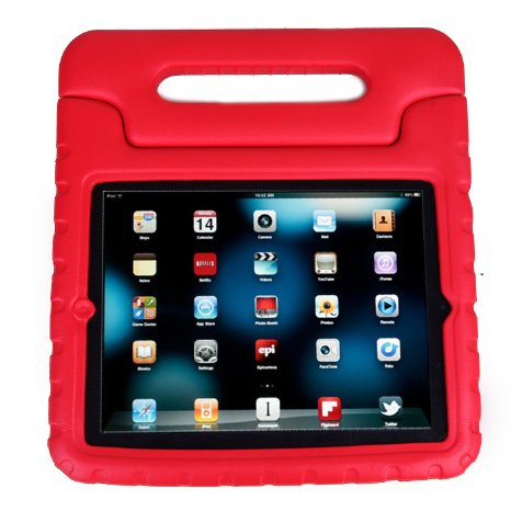 HDE Shock Proof iPad Case for Kids Bumper Cover Handle Stand for Apple iPad 2 iPad 3 iPad 4 (Red)