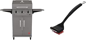 Char-Broil Performance Series Convective 3-Burner Cart Propane Gas Stainless Steel Grill - 463732823 & SAFER Replaceable Head Nylon Bristle Grill Brush with Cool Clean Technology - 8666894