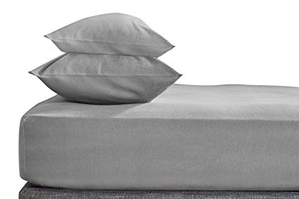 SASA CRAZE Bedding 100% Brushed Cotton Soft Flannelette Extra Deep Fitted Sheet Set (Grey, King)