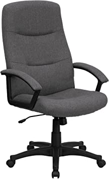 Flash Furniture High Back Gray Fabric Executive Swivel Office Chair with Two Line Horizontal Stitch Back and Arms, BIFMA Certified