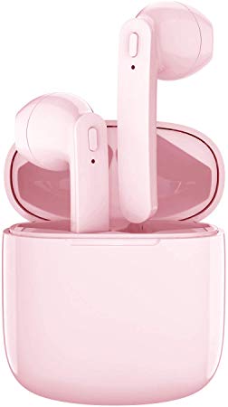 Bluetooth Earbuds, Bluetoooth 5.0 Headphones Wireless Earbuds 30H Cycle Playtime in-Ear Wireless Headphones Hi-Fi Stereo Sweatproof Earphones Sport Headsets Built-in Mic for Work/Travel（Pink）