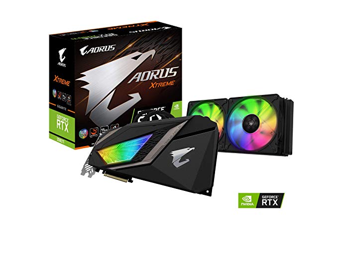 GIGABYTE AORUS GeForce RTX 2080 Ti Xtreme WATERFORCE 11G Graphics Card, 240mm AIO with RGB Fans, 11GB 352-bit GDDR6, Gv-N208TAORUSX W-11GC Video Card