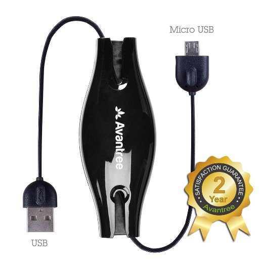 Avantree Viva Retractable 20 Micro USB Charging  Cable   Micro USB Cable for Fast Charging and Data Sync -Black