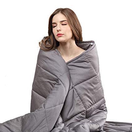 Reepow Weighted Blanket for Adults 60"x80" 25 lbs Cotton Material Bed Linings Solid Color Heavy Blanket Twin Size Dark Grey