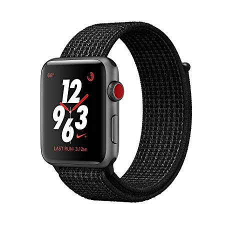 Apple Watch Series 3 Nike  - GPS Cellular - Space Gray Aluminum Case with Black/Pure Platinum Nike Sport Loop - 42mm (Certified Refurbished)