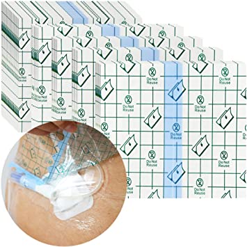 Waterproof Stretch Adhesive Bandage PD Dialysis Catheter Shower Cover Wound Shields for Picc Line Chest Peritoneal Chemo Port Transparent Film Bathing Water Barrier Protector, 6"x6"(Pack of 50)