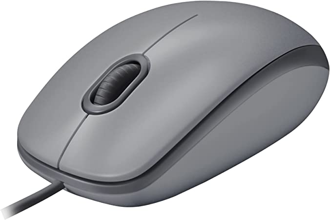 Logitech M110 Wired USB Mouse, Silent Buttons, Comfortable Full-Size Use Design, Ambidextrous PC/Mac/Laptop - Grey