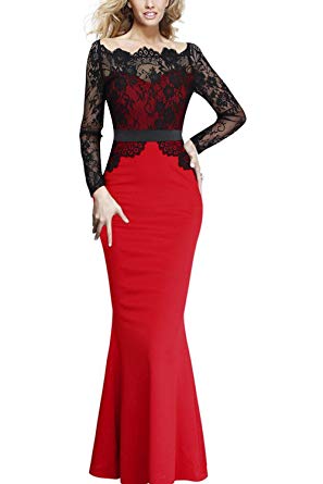 Viwenni Women Lace Maxi Cocktail Party Evening Fromal Gown Dress