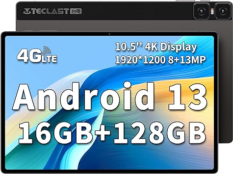TECLAST Tablet 10.5 inch Android 13 Tablets, T45HD 16GB 128GB 1TB Expand Android Tablet, 8 core Processor, 1920 * 1200 2K IPS, 2.4G/5G WiFi Support 4G LTE, 8MP 13MP Dual Camera, 7200mAh, BT 5.0, GPS