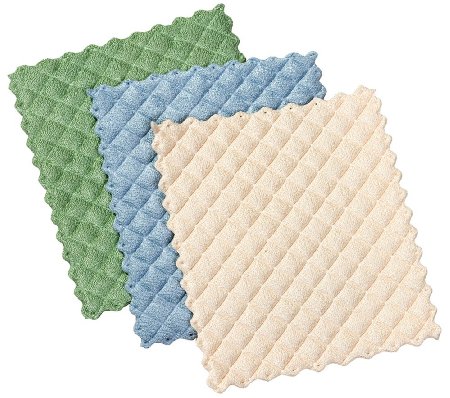 Envision Home 3-Pack Microfiber Quilted Kitchen Dish Cloths, 6-1/2 by 7-1/2-Inch