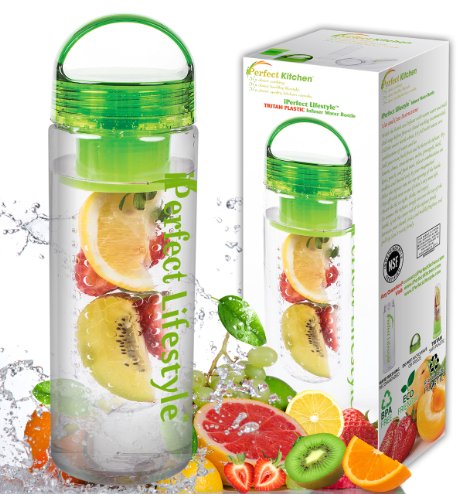 iPerfect Lifestyle Infuser Water Bottle - Made with Commercial Grade Tritan - Recipe Ebook INCLUDED