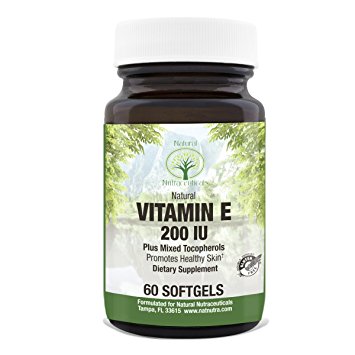 Vitamin E Supplement by Natural Nutra – 200 IU, D-Alpha Tocopherol, 200 IU, 60 Softgels