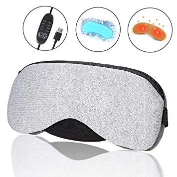 Portable Cold and Hot USB Heated Steam Eye Mask   Reusable Ice Gels for Sleeping, Eye Puffiness, Dry Eye, Tired Eyes, and Eye Bag with Time and Temperature Control, Perfect Christmas Gift (Gray)