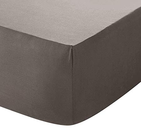Linen Zone Egyptian Cotton 200 Thread 30CM/12 Deep Fitted Bed Sheet, 4 FT Small Double - Grey