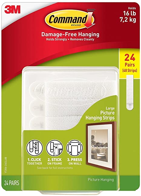 Command Picture  & Frame Hanging Strips Value Pack, 24-Pairs Large, White