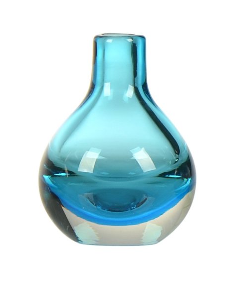 CASAMOTION Hand Blown Art Glass Bud Vase, Gift Boxed, Blue