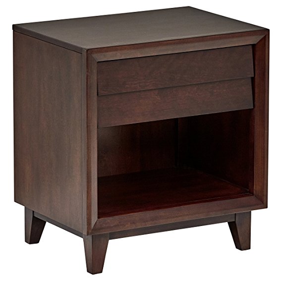 Rivet Ventura Mid-Century Louvered Nightstand, 22" W, Cherry