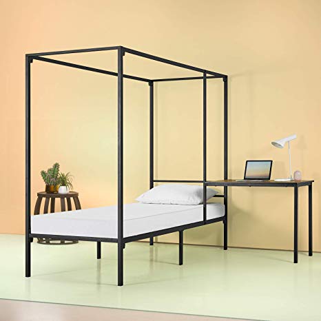 Zinus Kenn Canopy Bed Frame with Desk for students, Twin