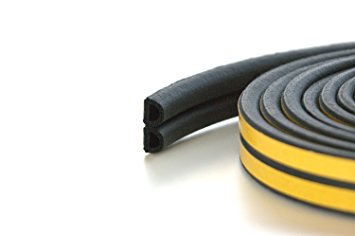 10m Assorted Profile Draught Excluder - EPDM Rubber Draught Seal and Foam for Window or Door (Profile D, Black)