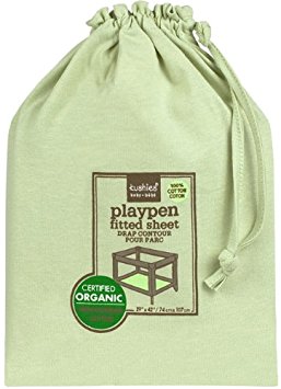 Kushies Organic Jersey Play Pen Fitted Sheet, Green (Discontinued by Manufacturer)