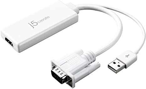 DisplayPort to VGA Adapter by j5create | 4K 1080p @ 60 Hz | 1.62 Gbps and 2.7 Gbps | Compatible with Apple iMac or MacBook, PC, HDTV, Projectors and More