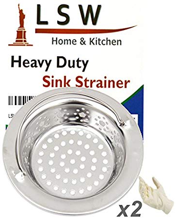 2PCs LSW Heavy Duty Sink Strainer (2, With Side Drain Holes)