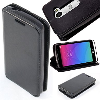 LG Sunset Case, SOGA [Pocketbook Series] PU Leather Folio Flip Wallet Case for LG Sunset (L33L) - Luxury Black