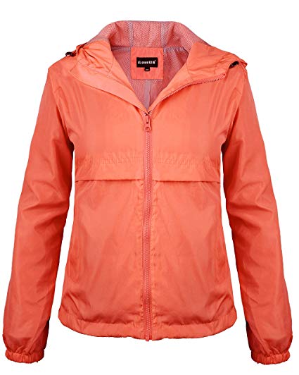 iLoveSIA Womens Lightweight Rain Jacket with Hood Raincoat Outdoor Windbreaker