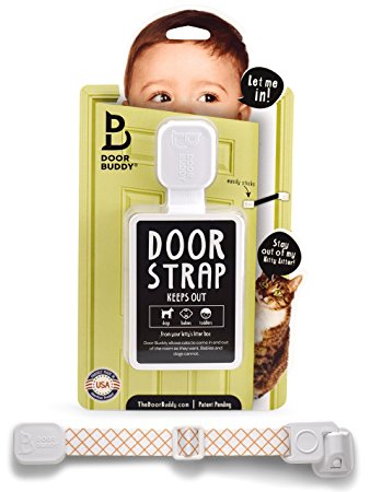 Door Buddy Baby Proof Door Lock with Adjustable Strap. No Need for Baby Gate. Child Proof Room with Litter Box while Cats Enter Easily. Installs in Seconds and is Simple & Convenient to Use. (Caramel)