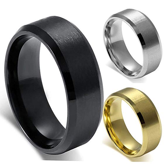 8MM Men's Women's Brushed Stainless Steel Ring Wedding Band Sizes 7-15