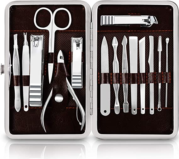 Utopia Care 15-Piece Manicure Set for Women Men Nail Clippers Stainless Steel Manicure Kit - Portable Travel Grooming Kit - Facial, Cuticle and Nail Care