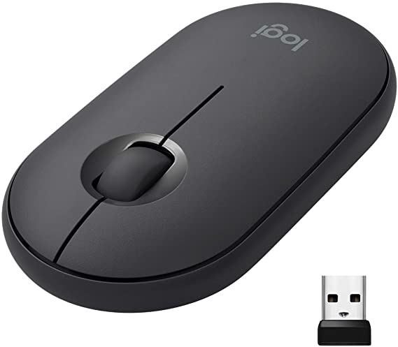 Logitech M355 Portable Wireless Mouse with Bluetooth or 2.4 GHz Receiver, Silent, Slim Computer Mouse with Quiet Click for Laptop, Notebook, PC and Mac - Graphite