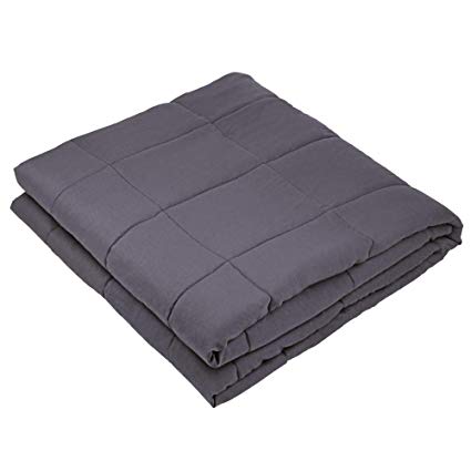 JML Weighted Blanket (15 lbs 60"x 80" for 130-170 lbs Individual), Heavy Weighted Blanket for Adult, 100% Cotton with Glass Beads - Help Your Sleep Calm and Relax, Grey
