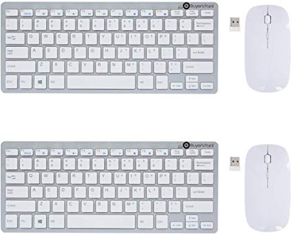 Buyer’s Point 2.4G Wireless Keyboard and Mice Combo Ultra Compact Slim Stainless Full Size Keyboard and Ergonomic Mouse for Computer/Desktop/PC/Laptop and Windows 10/8/7 (1 Pack)