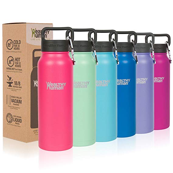 Healthy Human Classic Collection Stainless Steel Vacuum Insulated Water Bottle | Keeps Cold 24 Hours, Hot 12 Hours | Double Walled Water Bottle 32 oz, 40 oz, 21 oz, 16 oz