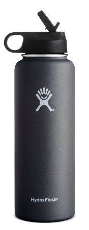 Hydro Flask Vacuum Insulated Stainless Steel Water Bottle, Wide Mouth w/Straw Lid