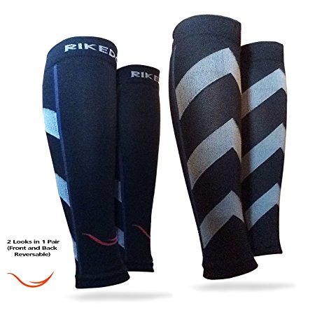 Rikedom Sports Graduated Compression Calf Sleeves Guard Socks (1 Pair), Relief Prevent Shin Splints, Calf Strain, Boost Circulation, Faster Recovery Leg Sleeves Support or Men and Women, Protection for Running, Walking, Cycling, Basketball, Training, Maternity, Travel