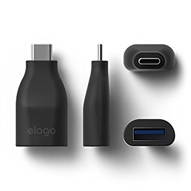 elago USB-C to USB 3.0 Female Mini Adapter for New Macbook 12 inch, ChromeBook Pixel and Other Devices with Type-C USB (Black)