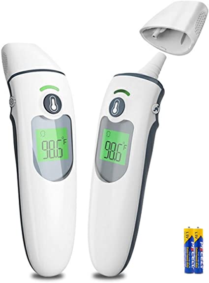 Jumax Ear Thermometers Kids, Non Contact Forehead Infrared Thermometer Adult/Baby/Infant, 2 AAA Batteries Included, Baby Mode Button, 35 SETS Memory, 1 Second Measurement, FDA & CE Approved