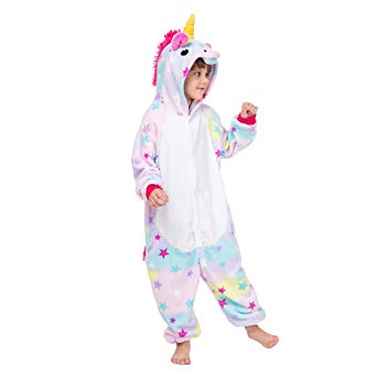 RONGTAI Kids Unisex Animal Flannel Unicorn Onesie Pajamas Cosplay Costume