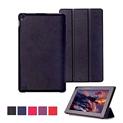 MOFRED® New Fire 7 Black Case - Ultra Slim Lightweight Smart Stand Case Cover for Amazon Kindle Fire 7 inch Display Tablet (5th Generation - 2015-2016 Release Only)   Screen Protector   Capacitive Stylus Pen (3 in 1)