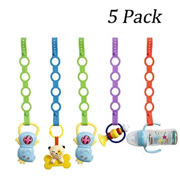 Baby Pacifier Clips,Silicone Toy Safety Straps,Sippy Cup Strap for Stroller,High Chair,Cars,Hanging Baskets,5 Pack