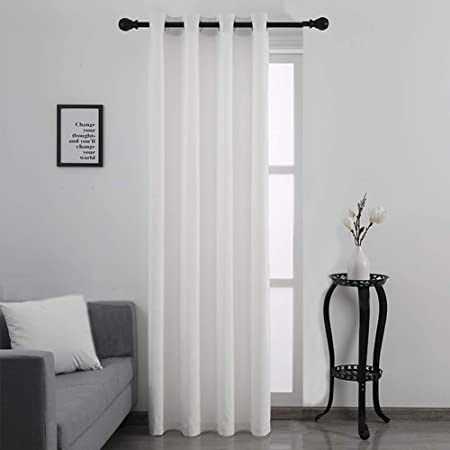 WdFour Super Soft Luxury Velvet Curtain with 1Pillow Case, Energy Efficient Grommet Curtain Window Drapes for Living Room , 52W x 84L ,1 Panel, White
